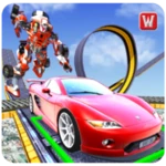 impossible car parking tracks transform robot game android application logo